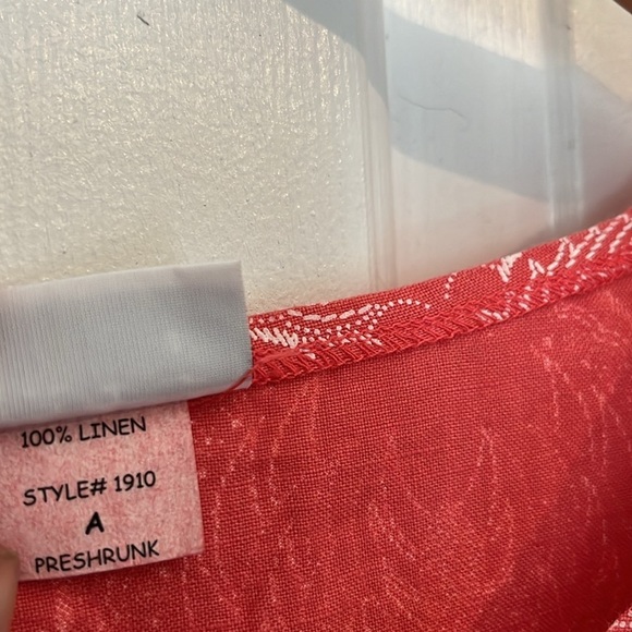 Habitat | Coral Paisley 100% Linen Tank Top Size Medium Lagenlook Boho Floral - Picture 6 of 9